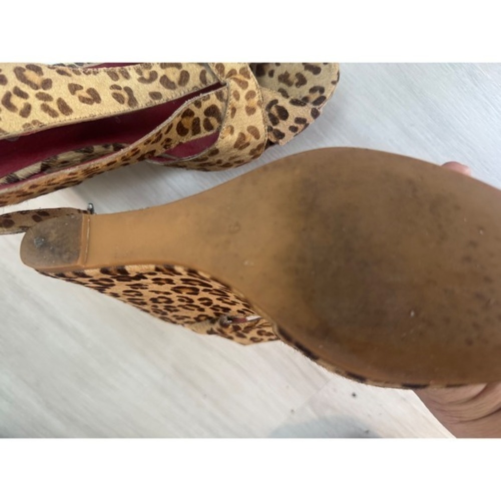 Jeffrey Campbell Ibiza Leopard Print Pony Hair Platform Wedge Heels size 9 - Picture 4 of 5